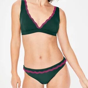 Boden Dark Green Bikini with Pink Accents